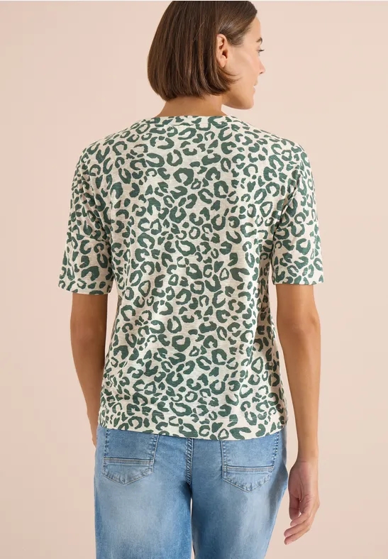 Kurzarm-Top mit Leopardenmuster