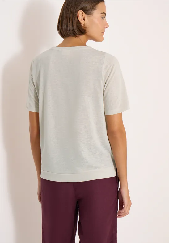 T-Shirt in Leinen-Optik mit Print