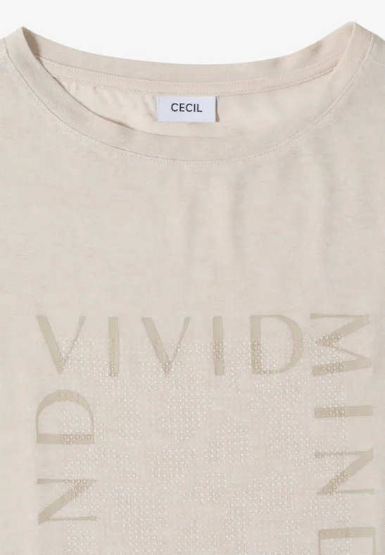 T-Shirt in Leinen-Optik mit Print