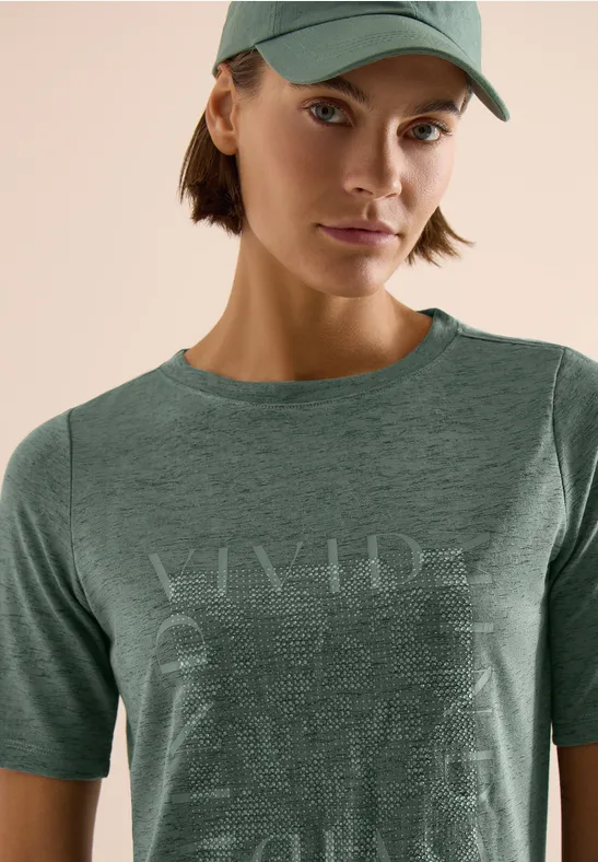 T-Shirt mit Print in Leinen-Optik