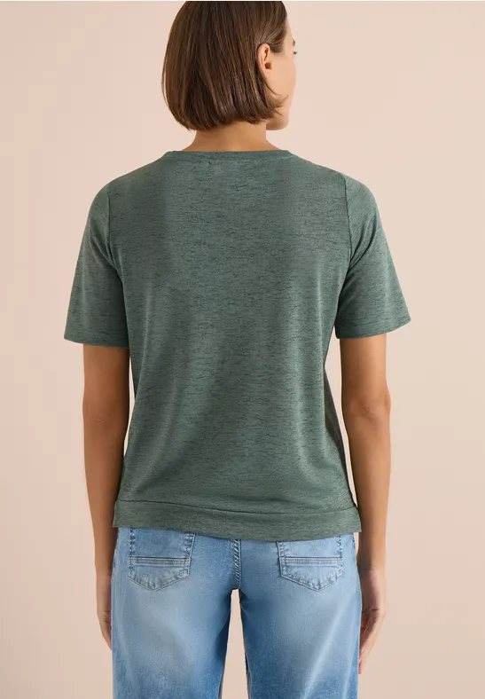 T-Shirt mit Print in Leinen-Optik