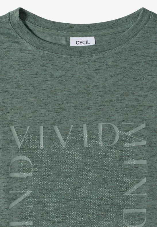 T-Shirt mit Print in Leinen-Optik