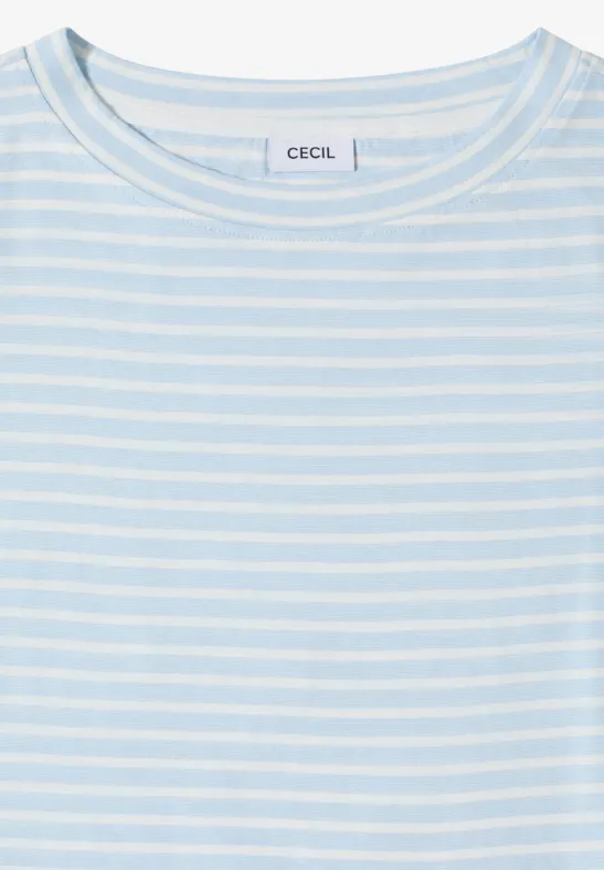 Gestreiftes Baumwoll-Shirt mit Gummizug