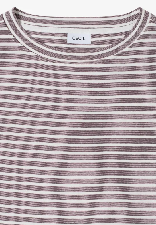 Gestreiftes Baumwoll-Shirt mit elastischem Saum
