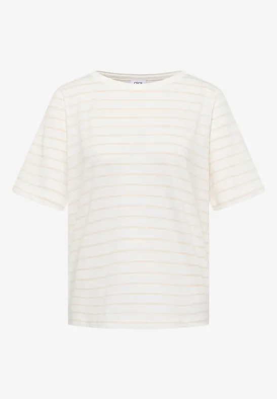 Slub-Baumwoll-Shirt-Set mit U-Boot-Ausschnitt