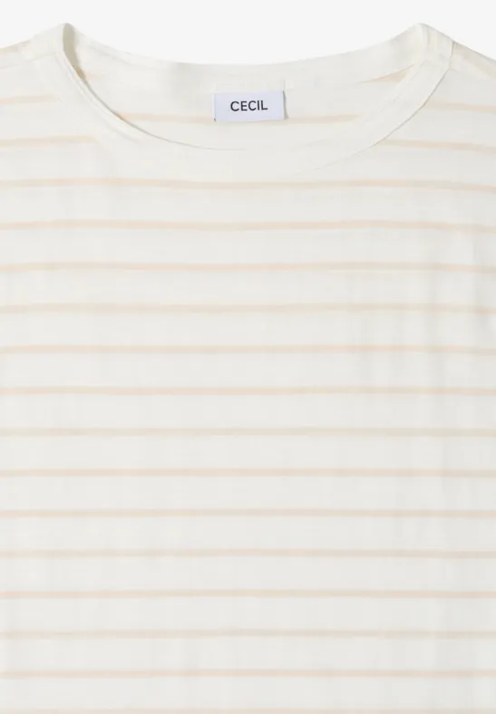 Slub-Baumwoll-Shirt-Set mit U-Boot-Ausschnitt