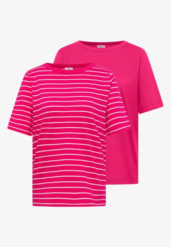 Gestreifte und Unifarbene Slub-T-Shirts