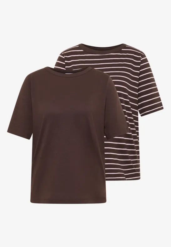 Slub-Baumwoll-T-Shirt-Duo mit U-Boot-Ausschnitt