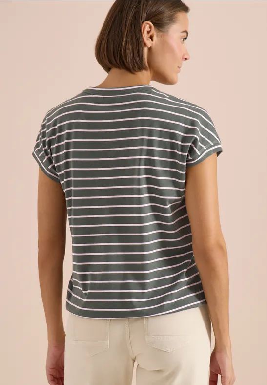 Gestreiftes Jerseyshirt mit Elastiksaum