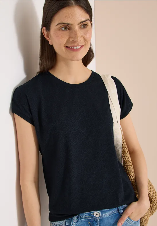 Jersey-Shirt mit Ausbrenner-Muster