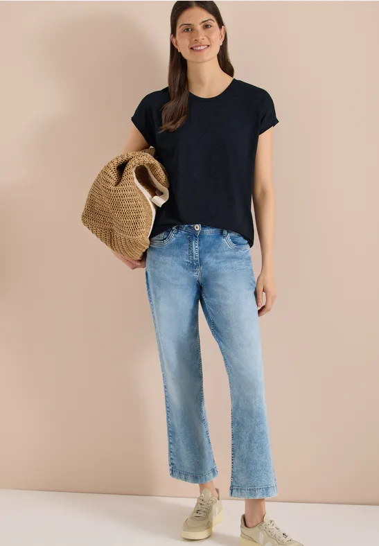Jersey-Shirt mit Ausbrenner-Muster