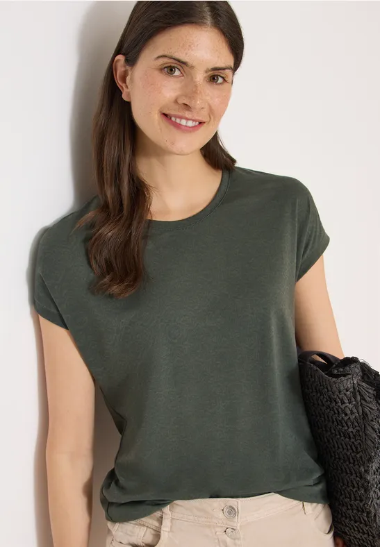 Lässiges Jersey-T-Shirt mit Ausbrenner-Struktur