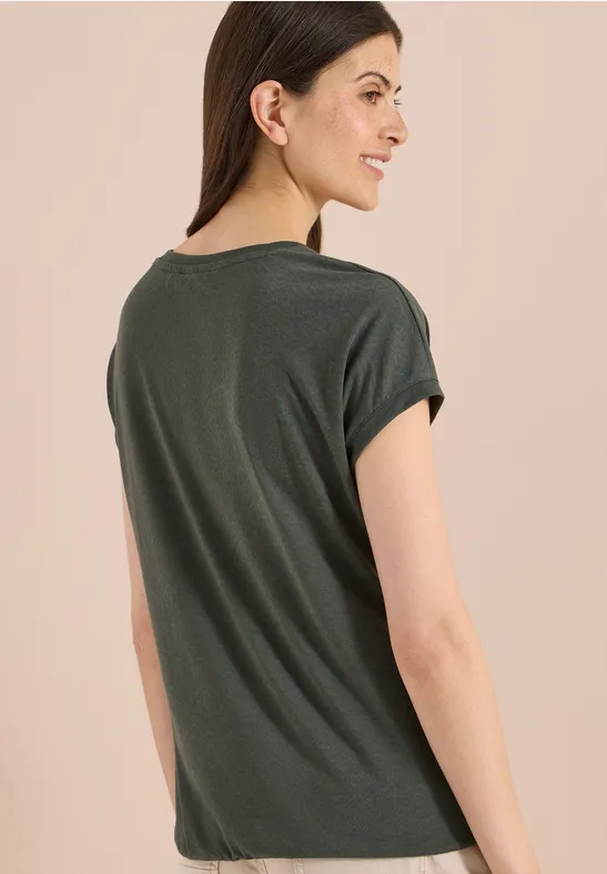 Lässiges Jersey-T-Shirt mit Ausbrenner-Struktur