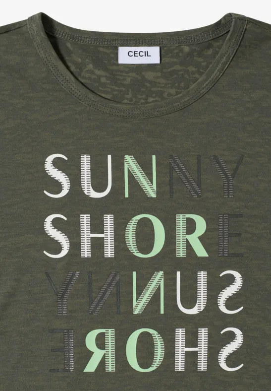 Grafik-Print Ausbrenner-Jersey-Shirt