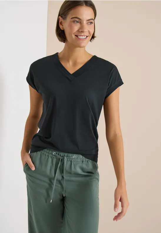 Weiches V-Ausschnitt Shirt aus Baumwoll-Modal