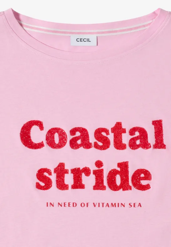 T-Shirt mit 'Coastal Stride' Slogan