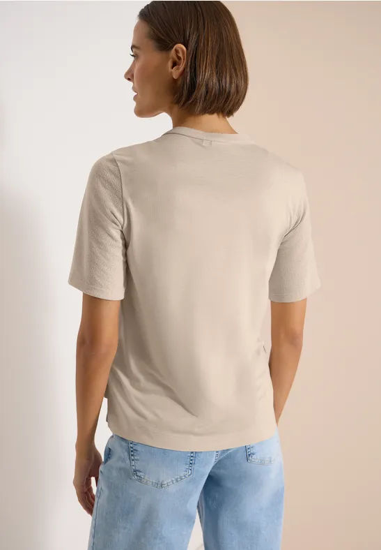 Strukturierte Tunika-Bluse mit Bindebändern