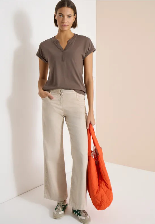 Tunika-Oberteil mit Split-Neck Ausschnitt