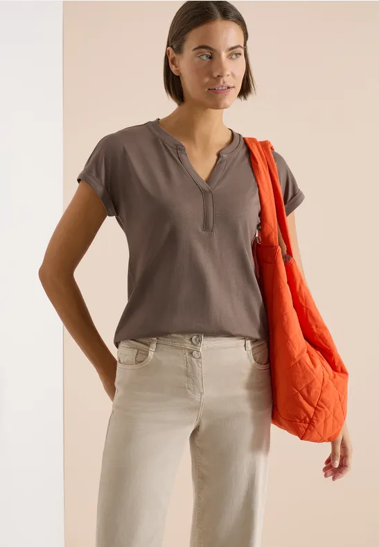Tunika-Oberteil mit Split-Neck Ausschnitt