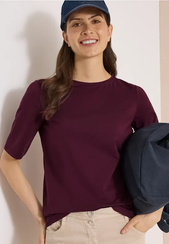 Klassisches Jerseyshirt mit U-Boot-Ausschnitt