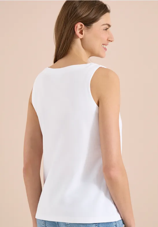 Ärmelloses Baumwolltop mit Split-Neck