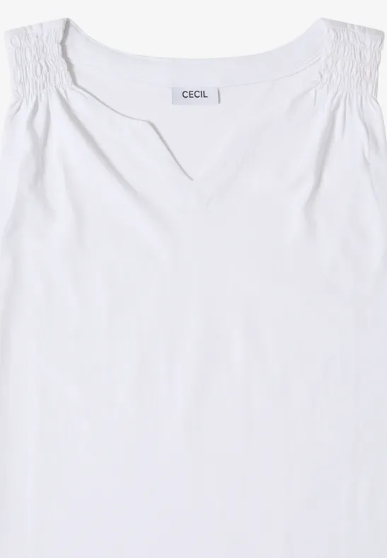 Ärmelloses Baumwolltop mit Split-Neck