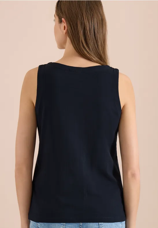 Lässiges Baumwolltop mit Split Neck