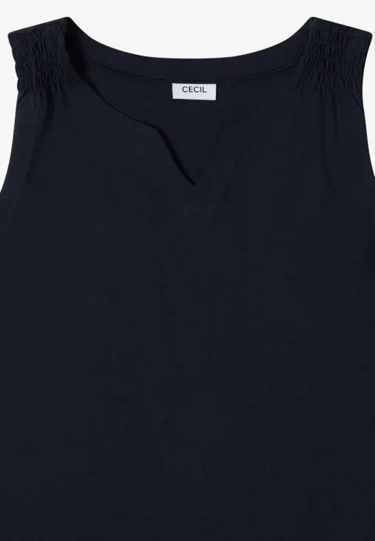 Lässiges Baumwolltop mit Split Neck