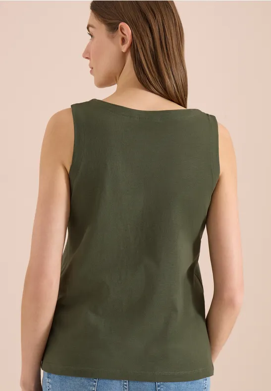 Tanktop mit Split-Neck und Raffungen