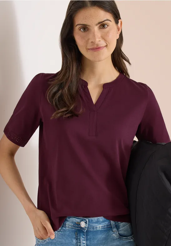 Baumwoll-Tunika-Shirt mit Häkel-Detail
