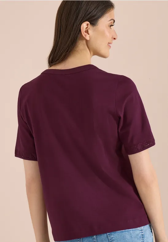 Baumwoll-Tunika-Shirt mit Häkel-Detail