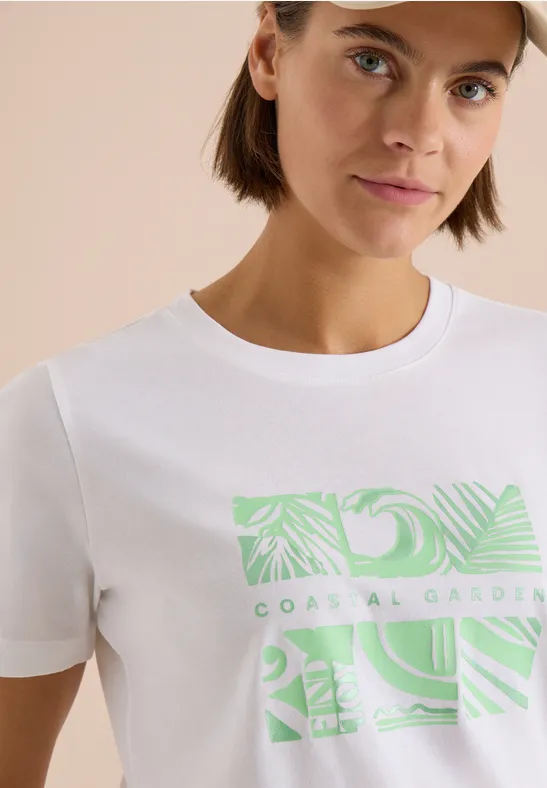 Baumwoll-T-Shirt mit Coastal Garden Print