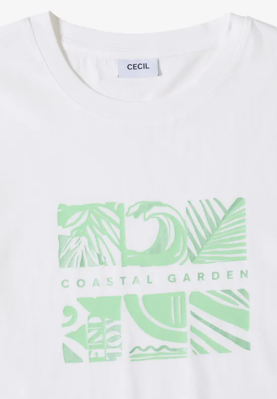 Baumwoll-T-Shirt mit Coastal Garden Print