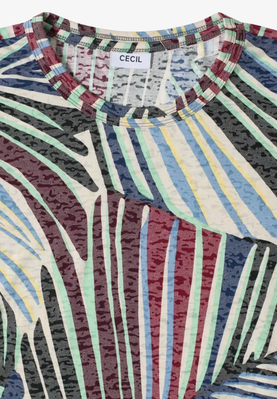 Jersey-Top mit abstraktem Ausbrenner-Print