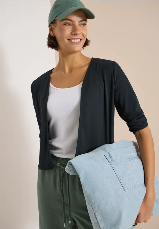Kurzjacke mit feiner Rippenstruktur