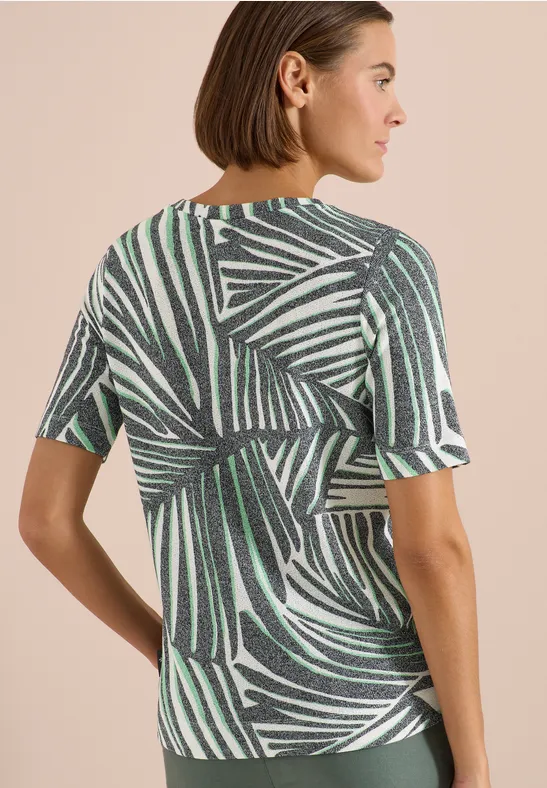 Strick-Optik T-Shirt mit Grafikmuster