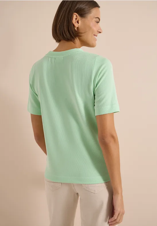 Rippshirt mit V-Ausschnitt und Tunnelzug