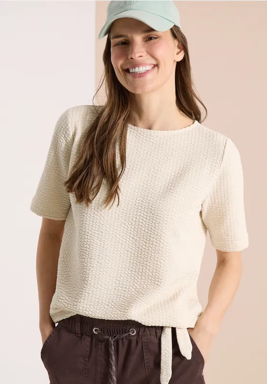 Seersucker-Shirt mit Knotendetail