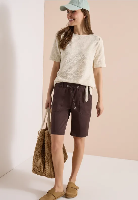 Seersucker-Shirt mit Knotendetail