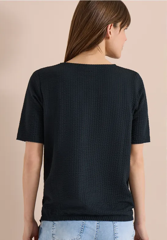 Seersucker-Shirt mit Knotendetail