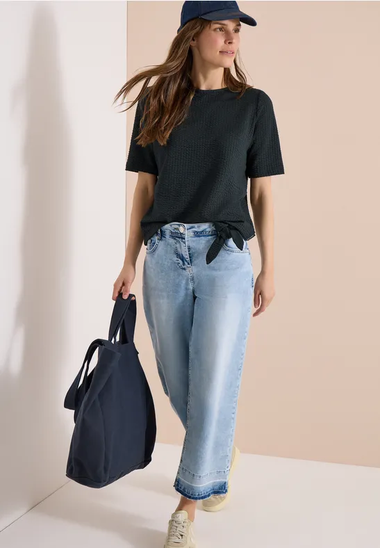 Seersucker-Shirt mit Knotendetail