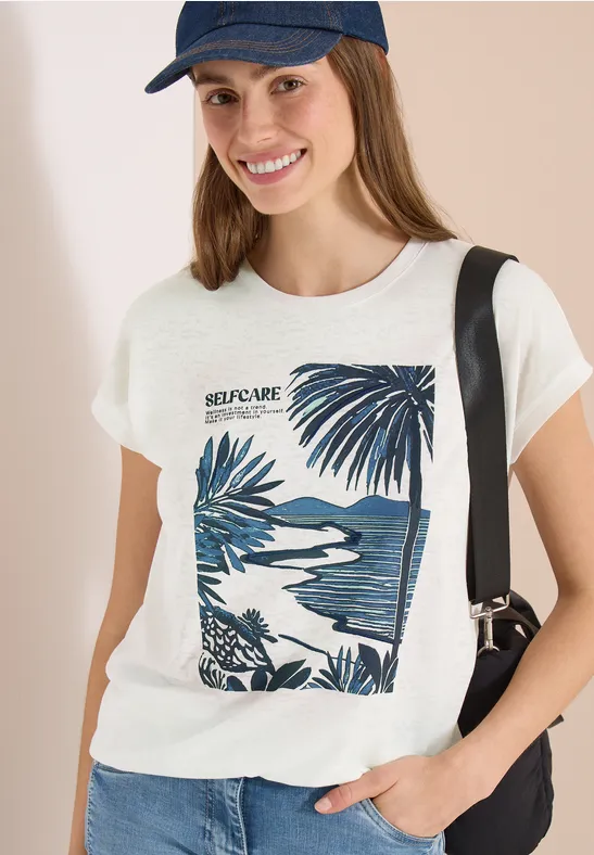 T-Shirt mit Palmen-Grafikprint