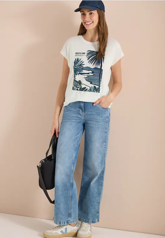 T-Shirt mit Palmen-Grafikprint
