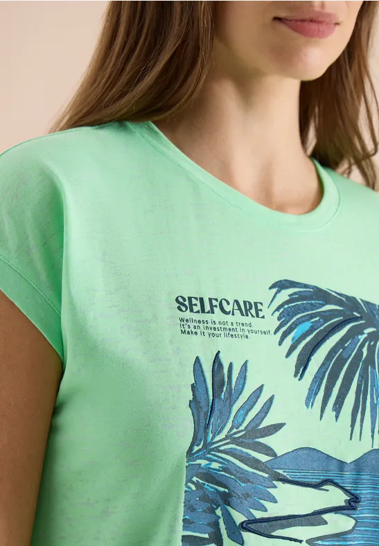 Print-Shirt mit Blouson-Saum