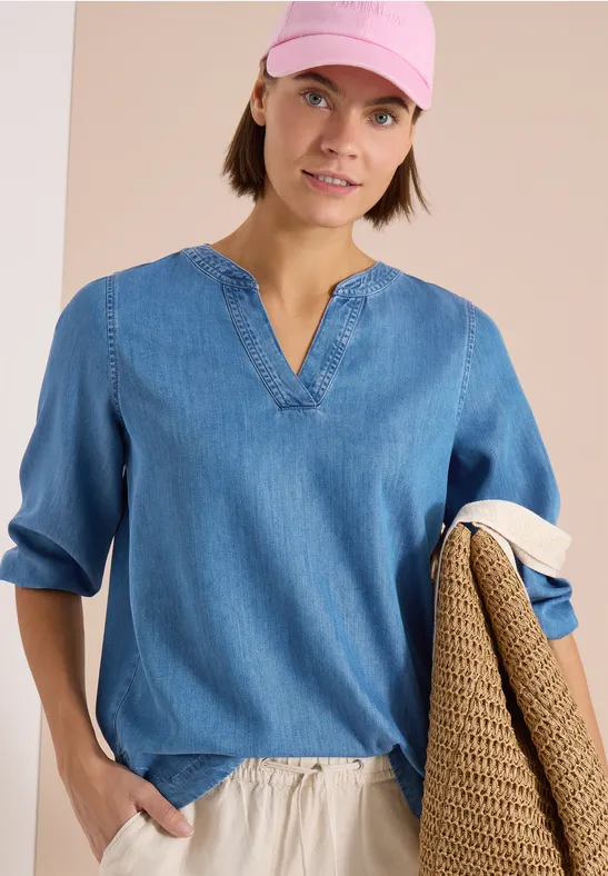 Legere Tunika mit Split-Neck