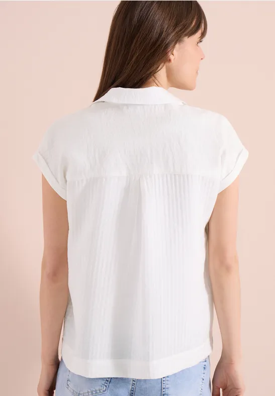 Strukturierte Kurzarm-Polobluse