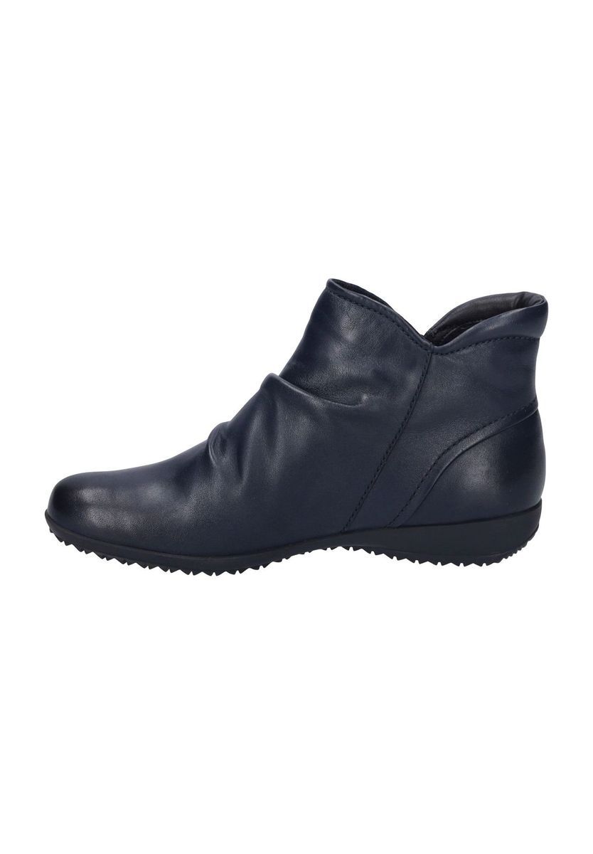 Leder-Stiefeletten mit Raffungen und Reißverschluss