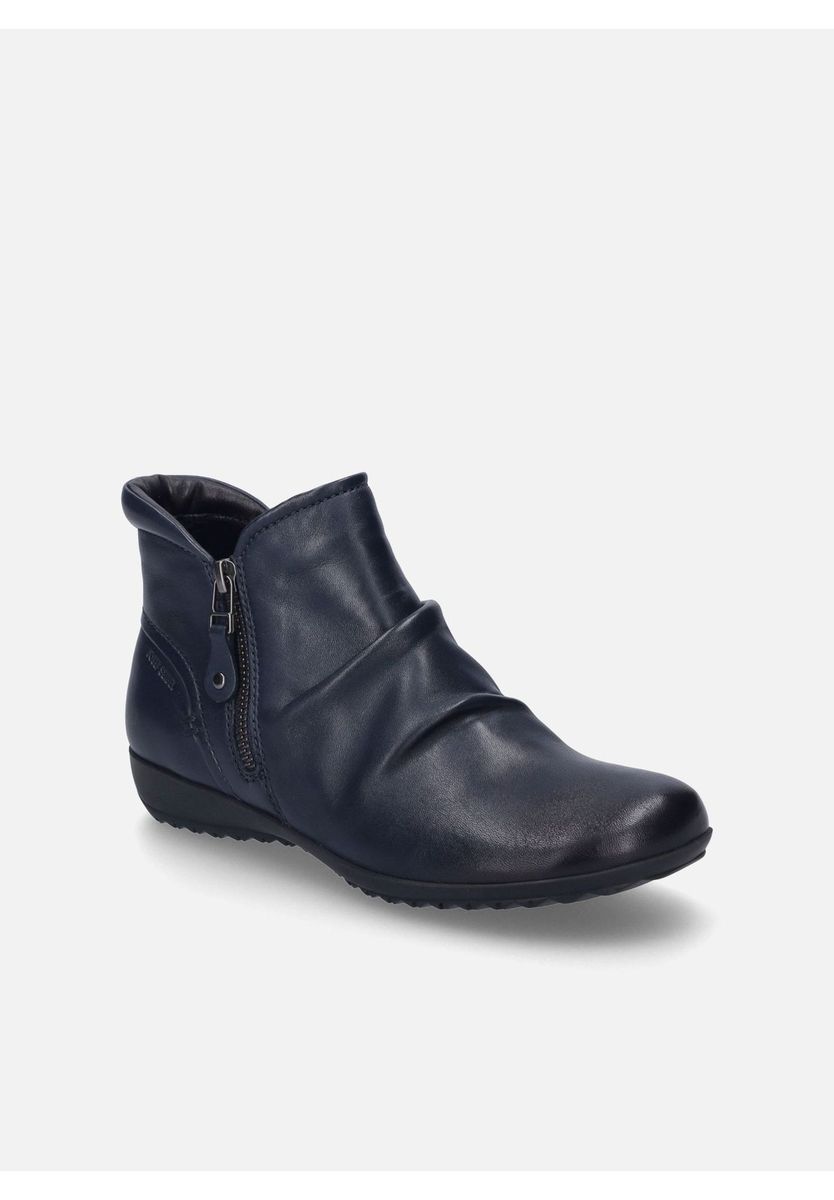 Leder-Stiefeletten mit Raffungen und Reißverschluss