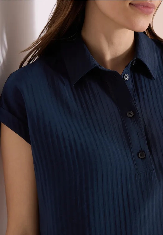 Strukturierte Kurzarm-Polobluse