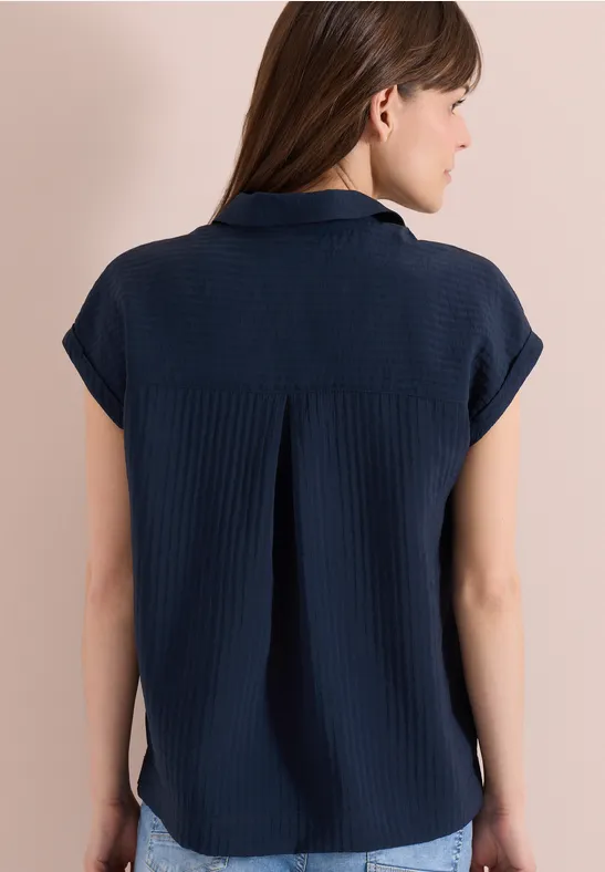 Strukturierte Kurzarm-Polobluse